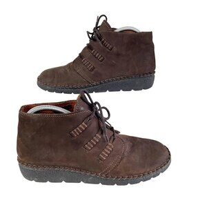 Josef Seibel Air Massage Brown Folk Suede Lace Up Ankle Boots Women’s Size 41